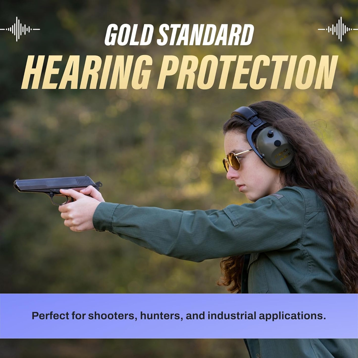 Pro Ears Gold II 26 Ear Muffs, NRR 26, Military Grade Hearing Protection w/DLSC Compression, Gel Ear Seals & Auto Shut Off