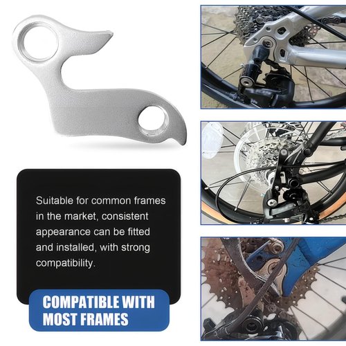 waswale 1 PC Bicycle Rear Derailleur Hanger Shifter Tail Hook, 1.57" x 2.36" High Hardness Alloy Surface Smooth Hanging Lug Shifter, Repair Modification Parts, for Bicycles, Mountain Bikes (Silver)