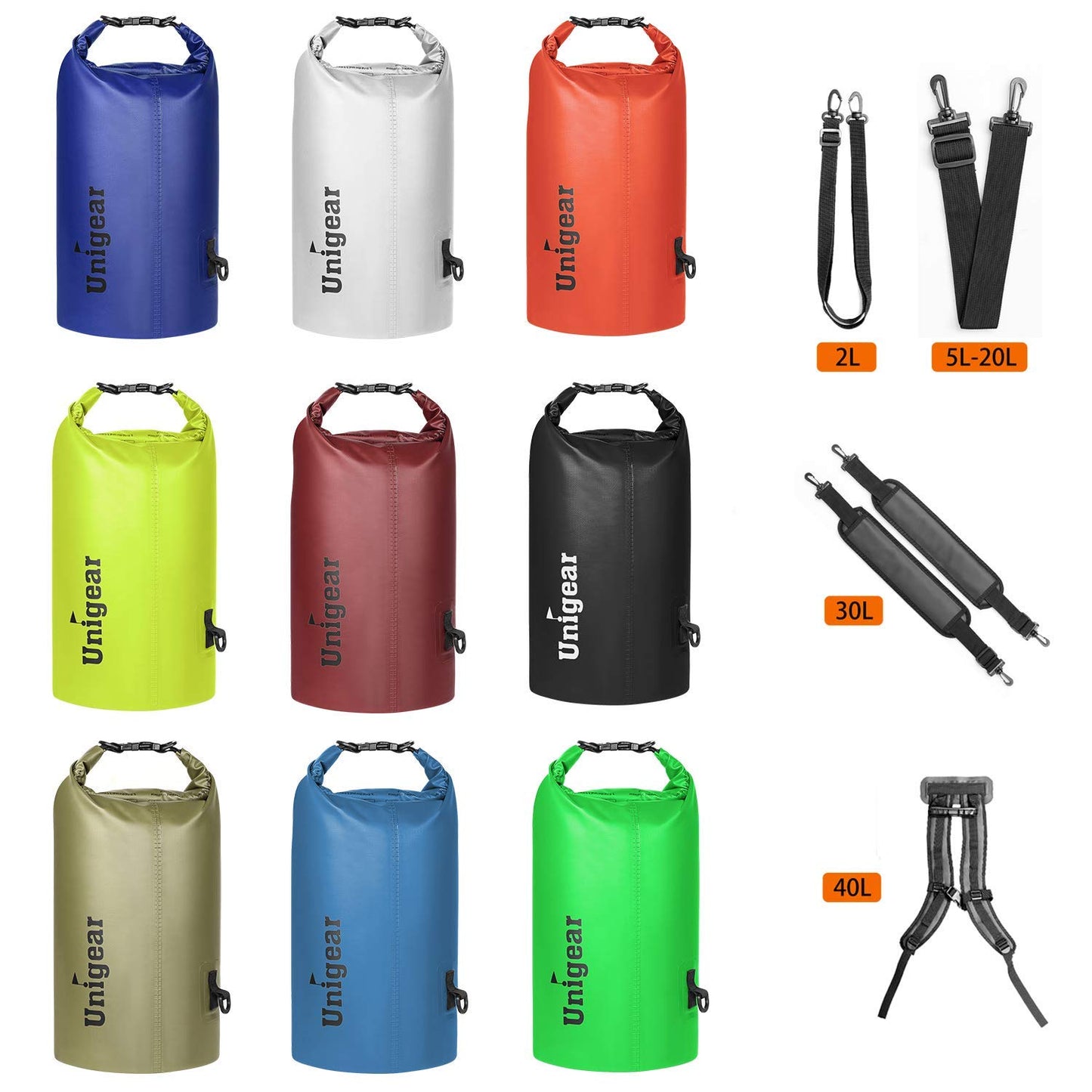 Unigear Dry Bag Waterproof, Floating and Lightweight Bags for Kayaking, Boating, Fishing, Swimming and Camping with Waterproof Phone Case (Blue, 2L)