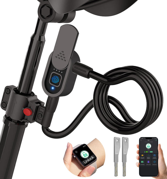 Anweller Fingerprint Bike Lock with Key, Heavy Duty Anti-Theft Weatherproof Keyless Bluetooth Digital Electronic Biometric Smart Cable Lock for Bicycle Scooter Accessories Outdoor Fence Gate