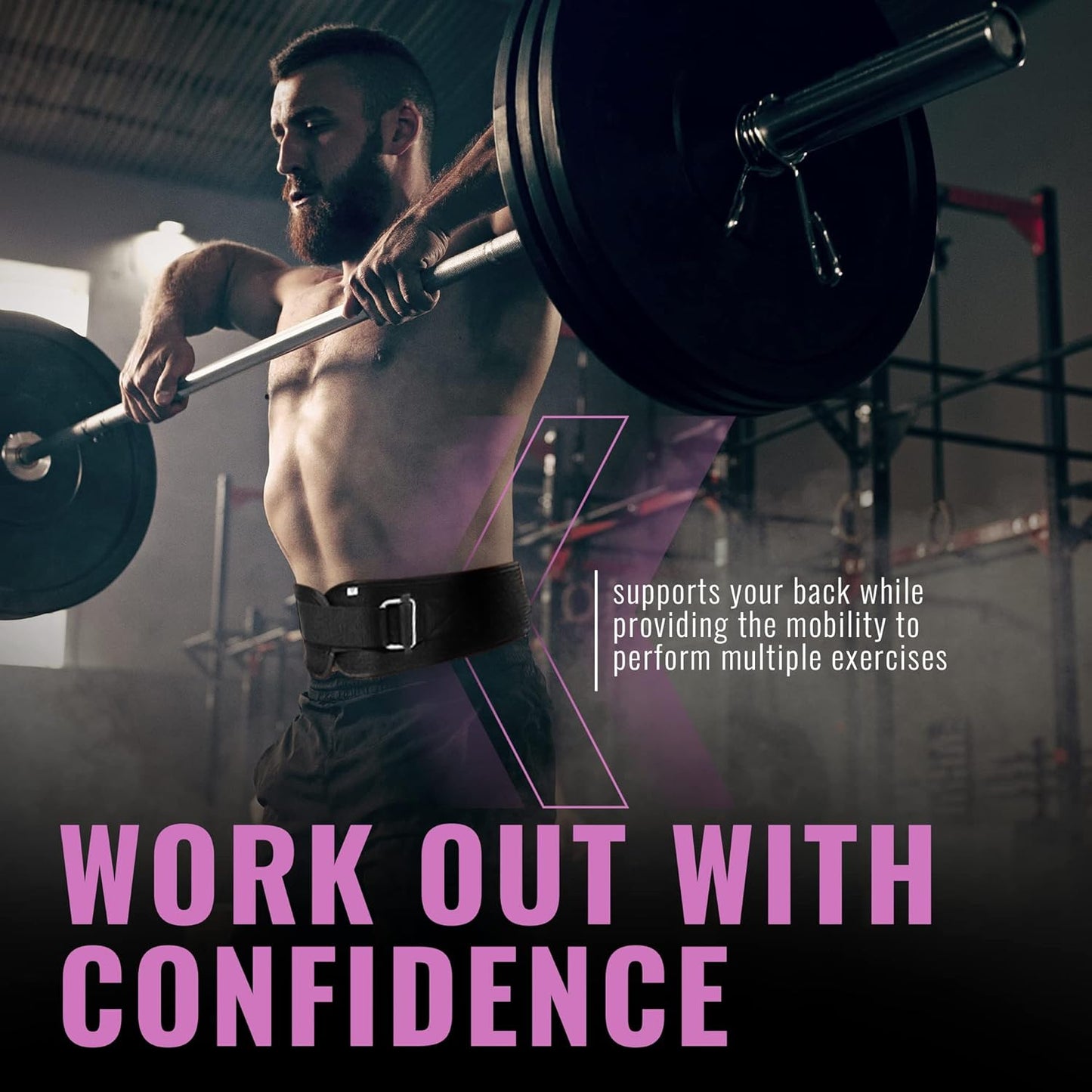 6-Inch Weightlifting Belt for Men & Women - Back Support for Squats & Deadlifts (Pink, XS 27"-32")