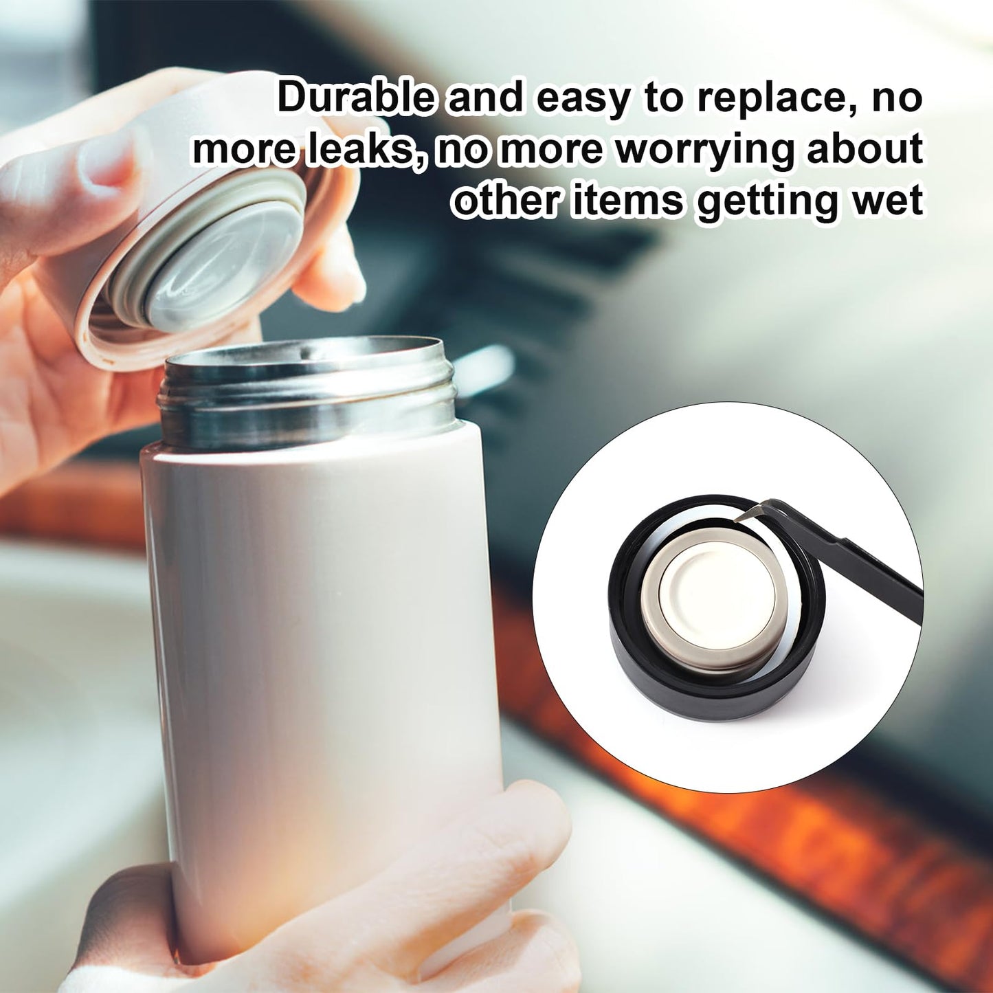 6pcs Silicone O-Rings for Water Bottle, Wide Mouth Seals Replacement with Tweezers Water Bottle Replacement Gaskets for Hydroflask 12/16/24/32/40 oz Bottles