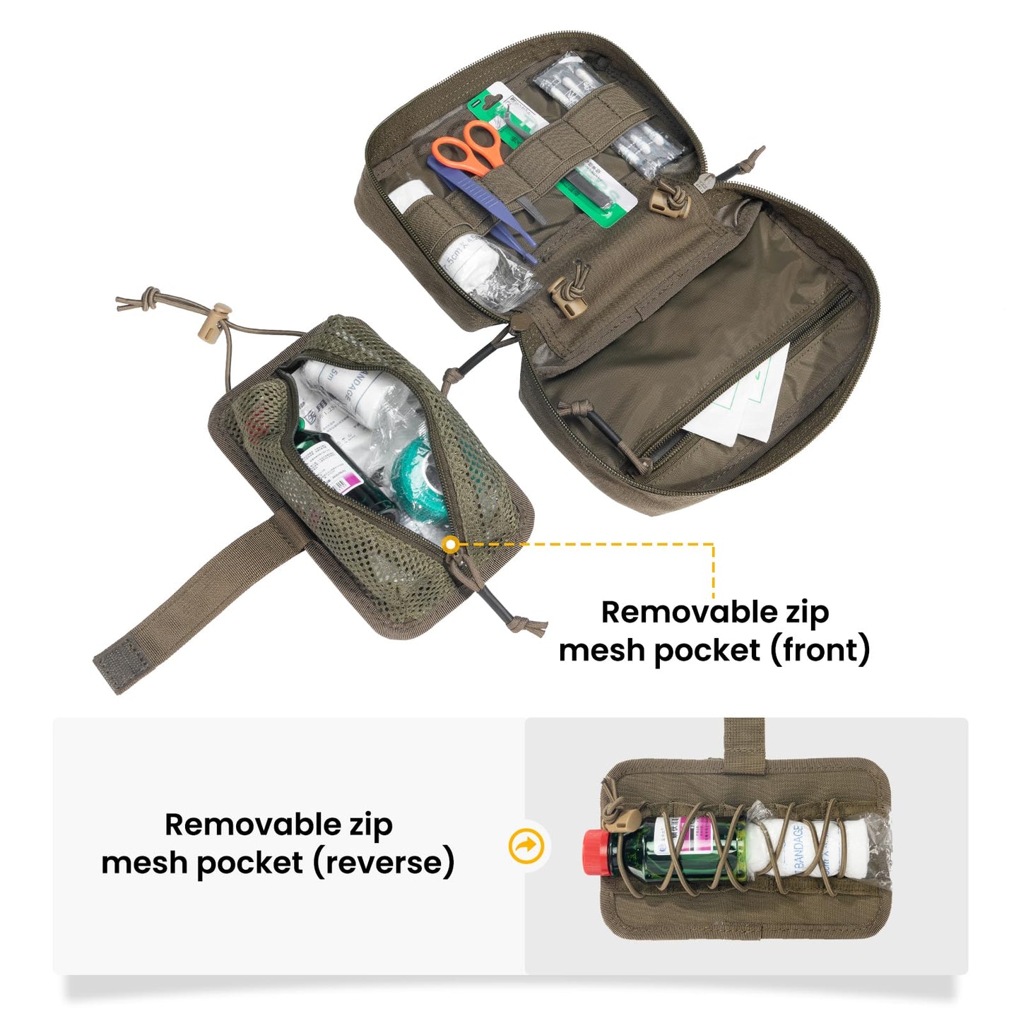 EXCELLENT ELITE SPANKER Tactical First Aid Pouch IFAK Rip Away Molle EMT Pouch Compact Admin Pouch Medical Utility Pouch for Tactical Vest,Backpack (Ranger Green)