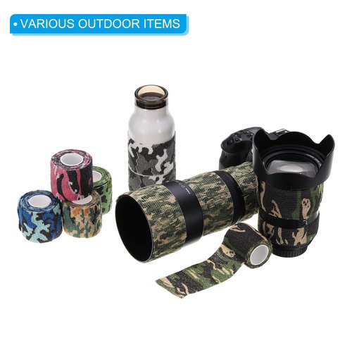 PATIKIL 2in x 14.76ft Camo Tape Wrap, 4 Rolls of Self-Adhesive Camouflage Tape for Hunting Climbing Outdoor Camera Flashlight, Dune