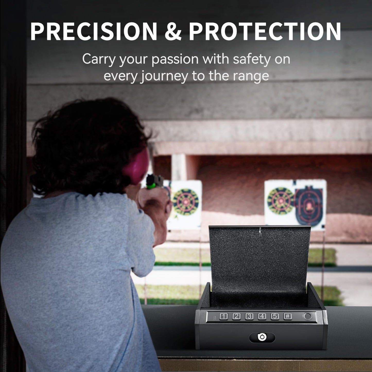 ADIMO Biometric Gun Safe for Handguns, Quick Access Fingerprint Pistol Safe with Backlit Keypad & Keys, Silent Mode, Fits 1 Full-Size or 2 Compact Pistols, for Nightstand, Car or Drawer Use