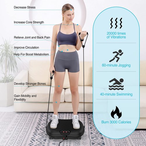 AXV Vibration Plate Exercise Machine Whole Body Workout Portable Mini Vibrate Fitness Platform Lymphatic Drainage Machine for Weight Loss Shaping Toning Wellness Home Gyms Workout