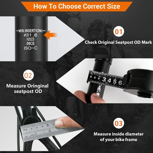 BICYCGEAR Suspension Seatpost 27.2 30.4 30.9 31.6 Bike Seat Posts with Suspension 40mm Travel Bicycle Seat Shock Absorber Aluminum Tube for E Bike MTB BMX Road City Bike Replacement Component Parts
