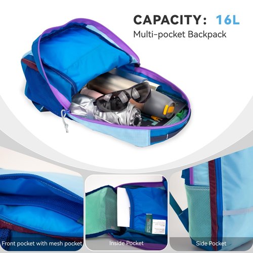 Small Hiking Backpack 16L, Ultra Lightweight Packable Bag Foldable Travel Backpack Casual Daypack for Women Men