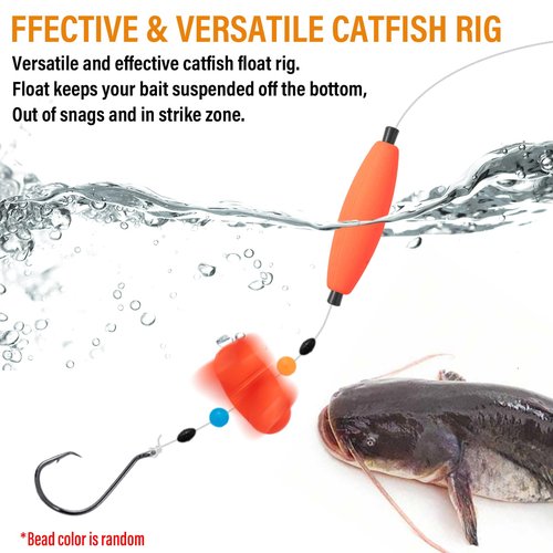 Catfish Rigs Catfish Float Rigs Catfishing Tackle Santee Rig 5/0 6/0 Circle Hooks for Peg Floats Catfish (Multiple Colors, 6/0 Hook * 6PCS)