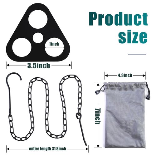 Camping Tripod Board-camping essentials、Turn Branches into Campfire Tripod ，fire pit grill，with Adjustable Chain for Hanging Cookware,Portable Camping Gear