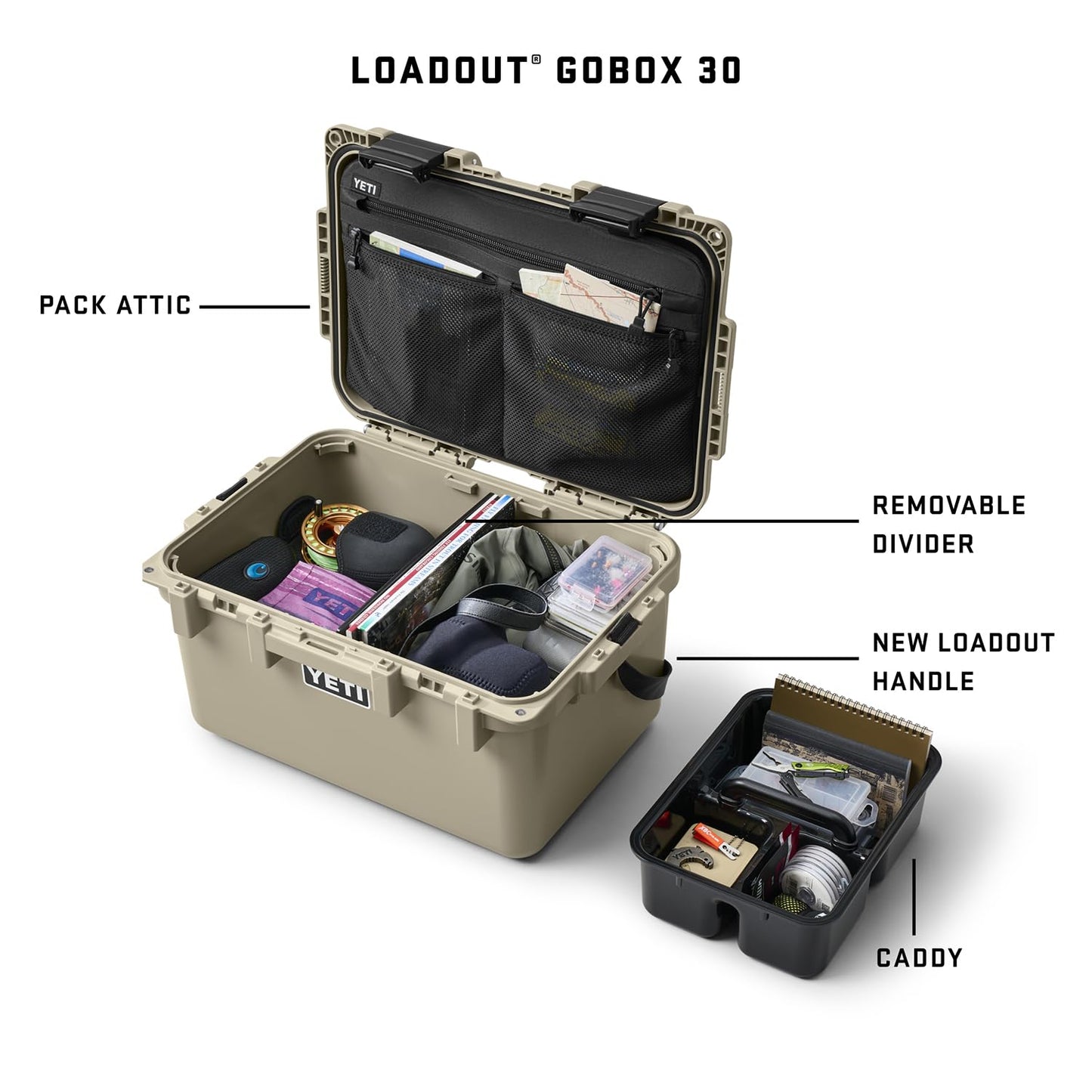 YETI LoadOut GoBox Collection, Divided Waterproof Cargo Cases, Gobox 30 - White, Gobox 30, Durable and Versatile Cargo Case
