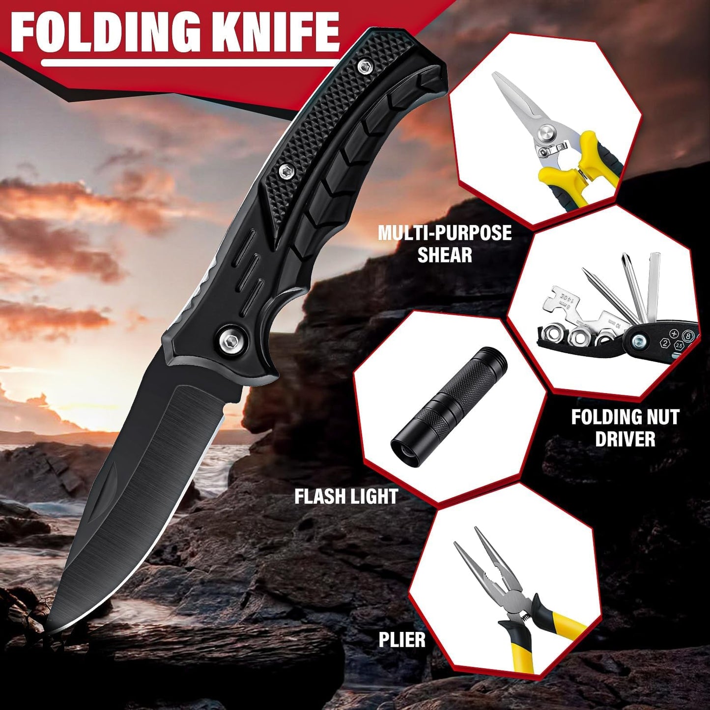 Golden Bird Survival Shovel Set - Multi-Tool Folding Camping Shovel with Carrying Case for Outdoor, 30 Inch Lengthened Handle Tactical Shovels, Off-Road, Gardening, Beach, Sand & Snow, Car Emergency