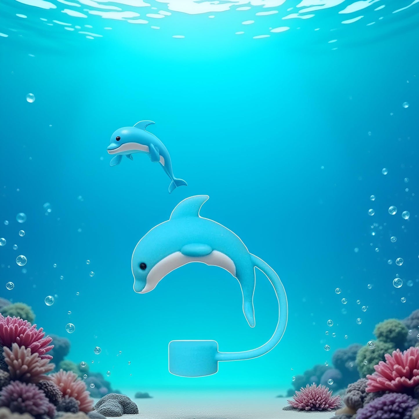 4PC Dolphin Straw Cover for Stanley Cup, 10mm Silicone Straw Covers Cap for Stanley Cup Accessories, Cap Stopper for Reusable Straws Tip Lids