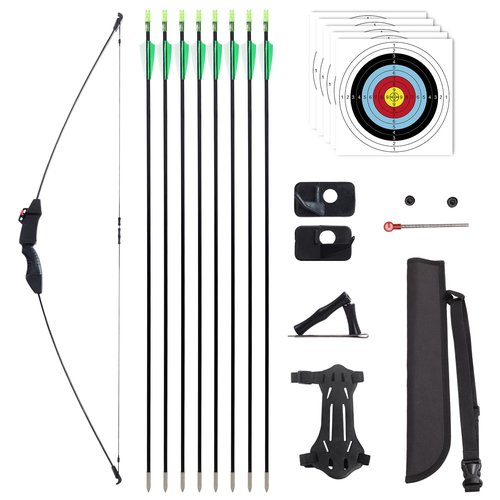SOPOGER Youth Bow and Arrow Set - Recurve Bow Set for Kids 8-15 Archery Starter Bow Set for Teens Outdoor Games Left & Right Hand Shooting Practicing (Black)