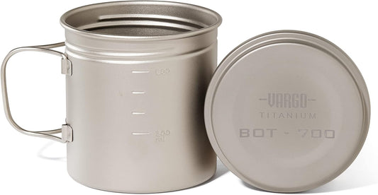 Vargo Titanium BOT Series | Vargo BOT - 700 | Titanium Cooking Pot and Water Bottle with Foldable Handles and Watertight Lid | 700ml (23 oz.)