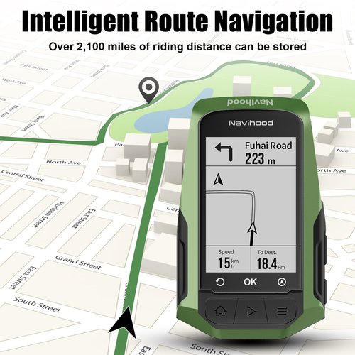 MEILAN Navihood L1 GPS Bike Computer, Navigation Bicycle Computer with Offline Maps and Dynamic Road Planning, 2.6 inch LCD Cycling GPS Unit IPX7, Compatible with ANT+ Sensors/Core/Electronic Shifting