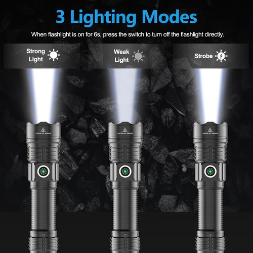Tactical Flashlight with Picatinny Rail Mount, 3000 High Lumens Bright USB Rechargeable Flashlights with Tactical Pressure Switch, Adjustable Focus,3 Modes, Waterproof Hunting Light