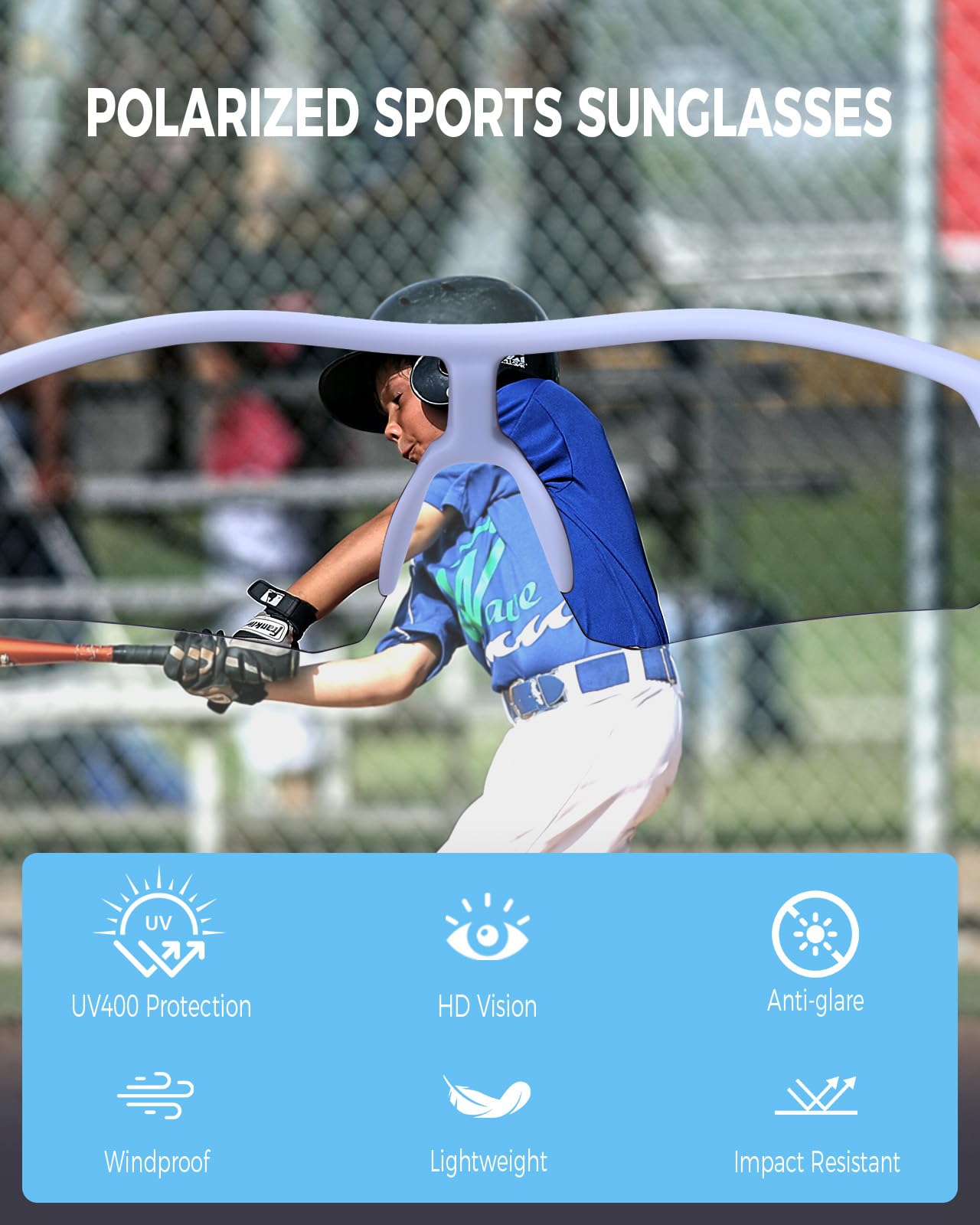 FIMOSON Kids Sunglasses Youth Baseball Sunglasses Polarized Sports Cycling Shades for Boys Girls Lightweight Frame UV400 Protection