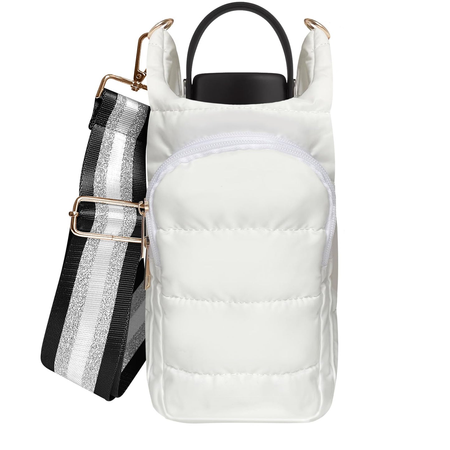 HYPINZI Water Bottle Holder with Strap Quilted Crossbody HydroBag Stylish Puffer Waterbottle Purses Water Bottle Sling Bag Water Bottle Accessories for Gifts Outdoor Travel Walking Hiking Camping