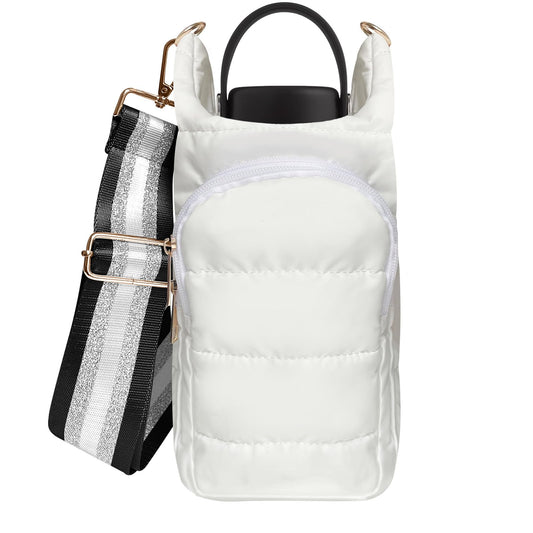 HYPINZI Water Bottle Holder with Strap Quilted Crossbody HydroBag Stylish Puffer Waterbottle Purses Water Bottle Sling Bag Water Bottle Accessories for Gifts Outdoor Travel Walking Hiking Camping