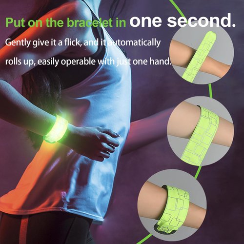Rivsli Reflective LED Armband,1 Pack,USB Rechargeable Safety Light for Runners,High Visibility Light Up Band Reflective Led Bracelet for Night Walking Jogging Cycling Running Gear