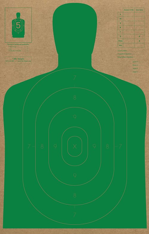 Cardboard Shooting Targets, 50 Yard Police Silhouette Shooting Target, Targets for Shooting Range (50 Target Pack, 21.5" x 23.5" Green)