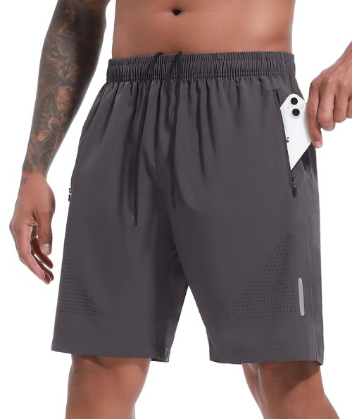 UUMIAER Men's Gym Shorts 7 inch Athletic Short Quick Dry Running Shorts Lightweight Workout Short with Pockets Grey