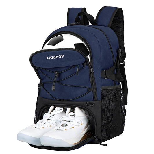 LARIPOP Soccer Bag-Youth Soccer Backpack for Men & Women,Waterproof Sports Bag Suitable for Volleyball, Basketball Accessories, Large Capacity Equipment Bag, with Ball Compartment and Laptop Compart