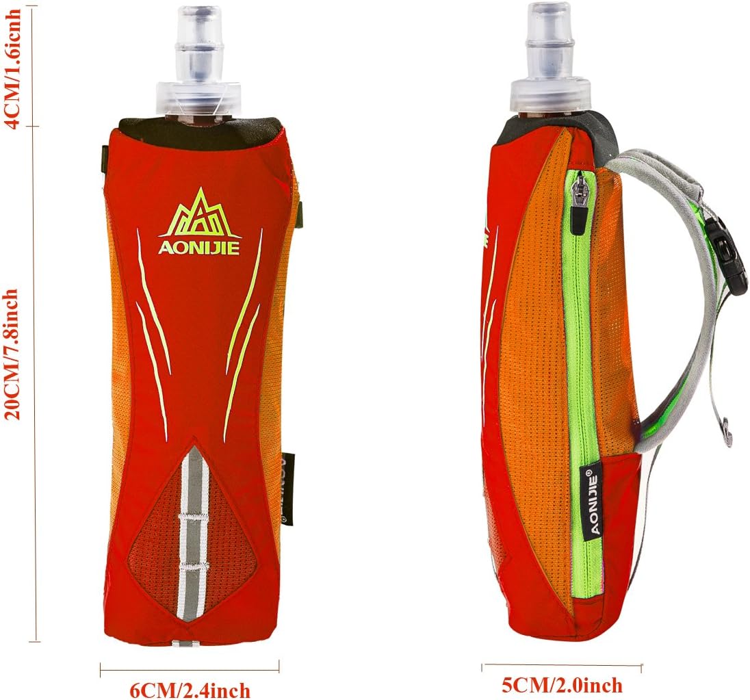 Geila Handheld Water Bottle for Running, 17 oz Grip Handheld Bottle with Hand Strap Hydration Pack, Sport Soft Flask