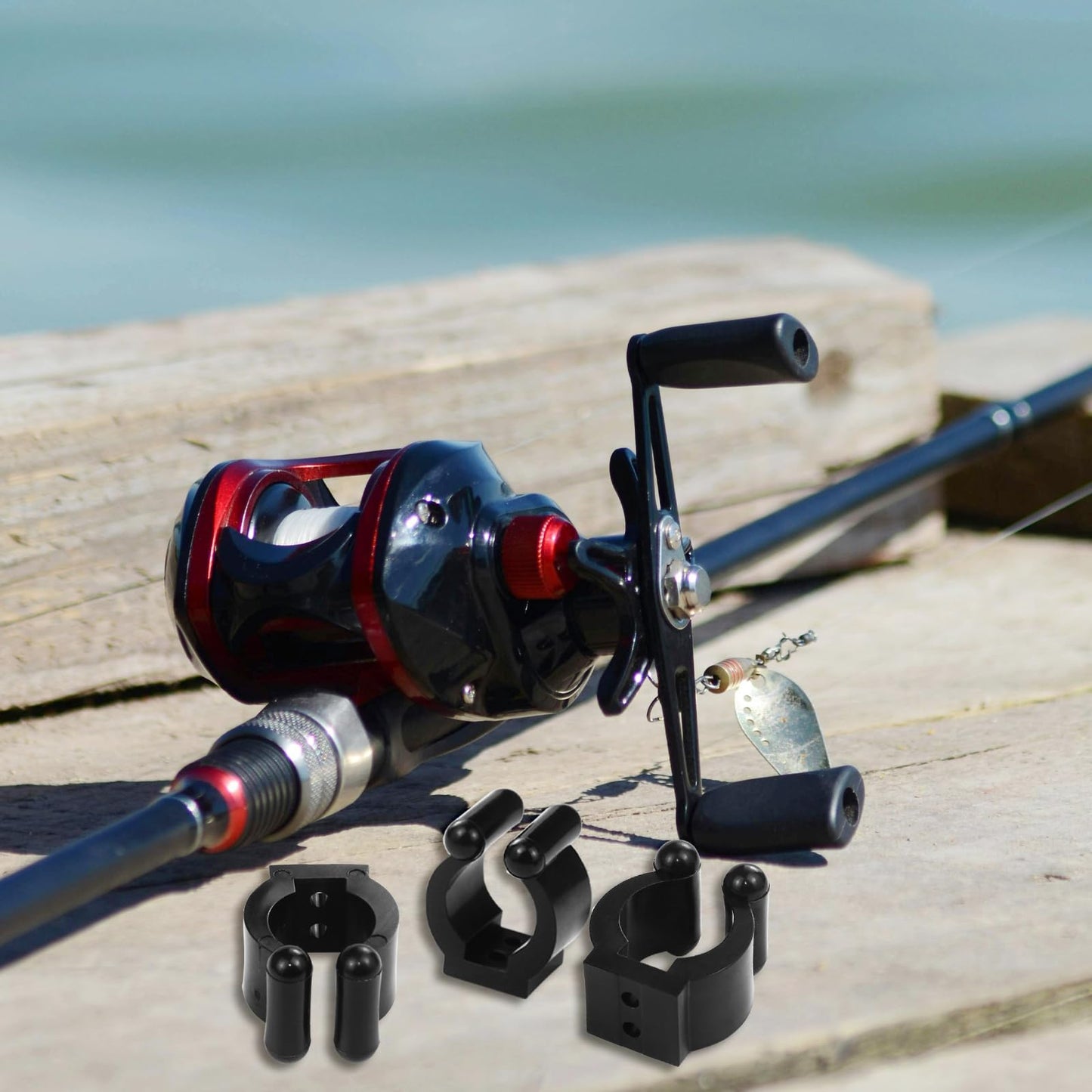 40 PCS Fishing Rod Clips, Wall Mounted Fishing Rod Holders, Billiards Snooker Cue Locating Clip Holder, for Fishing-Rods Billiards Cues Storage Rack