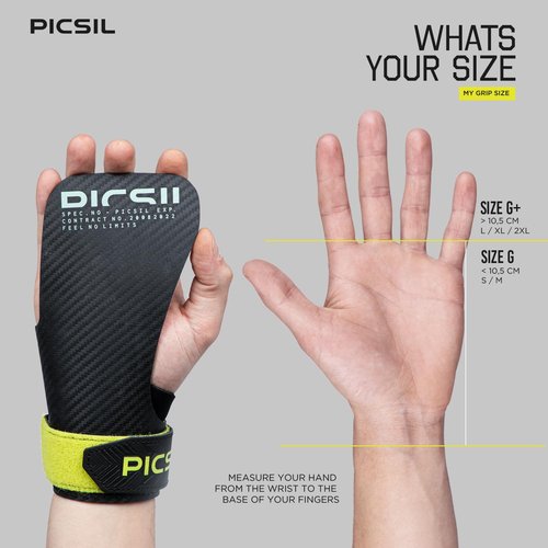 PICSIL Hawk Grips+ Wristbands + Bag, Use Without Magnesium, Grip on All Supercies and Bars, Designed for All Athletes, Crosstraining Gloves (Moonless, G+)