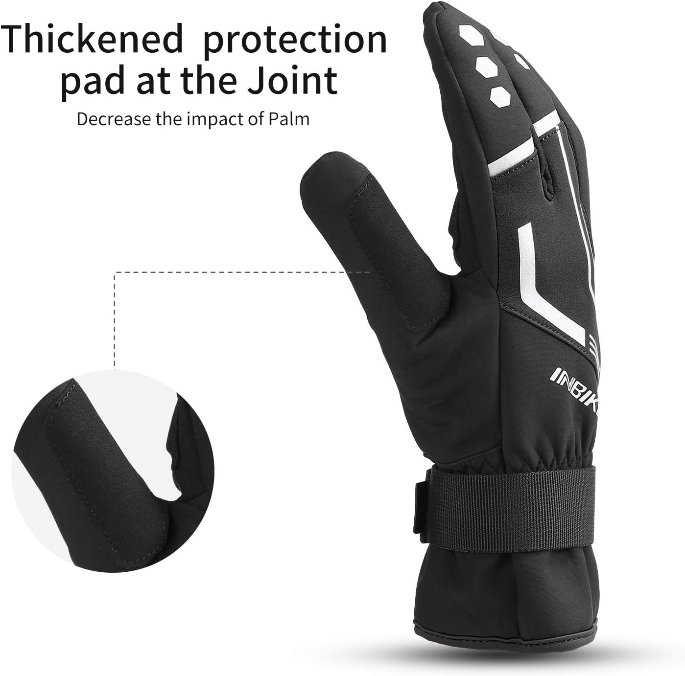 INBIKE Cycling Gloves for Men Winter Windproof Reflective Thermal Gel Pads Touch Screen