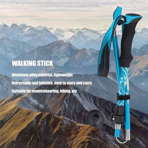Topyond Trekking Poles, Outdoor Hiking Poles, Telescopic Collapsible Aluminium Alloy Walking Stick, Unisex Collapsible Hiking Poles with Mud Rest and Storage Bag for Camping, Climbing (Sky Blue)