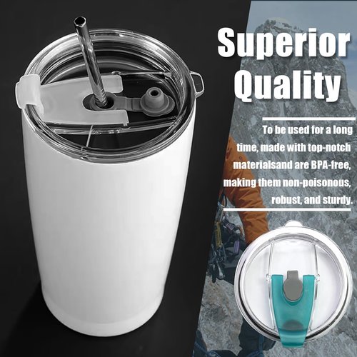Seimneire 2 Pcs Water Bottle Flip Lid Plastic Cups Lids, 30oz Tumbler Lid Replacement Mug Lid Cover, Spill Proof for Travel Cup Mug Bottle (Blue, Flip), DX240308-712