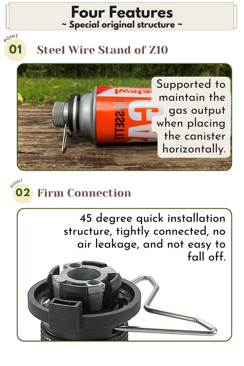 CAMPINGMOON 8oz Butane Canister Adapter Lockable Conver to Screw Type Catridge EN417 Lindal Valve Z10+Z11