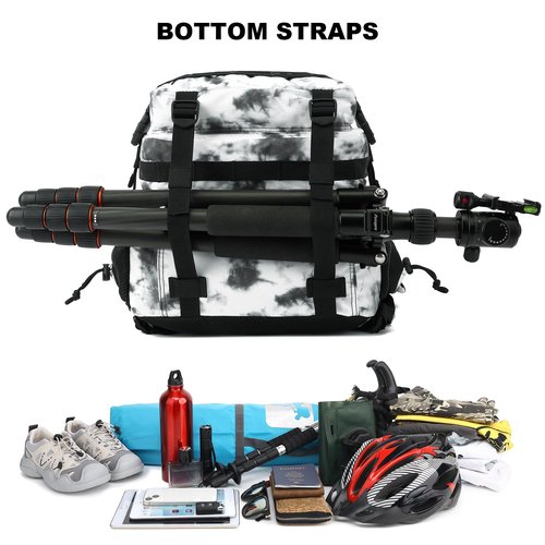 Yusudan Military Tactical Backpack for Men Women, 3 Day Assault Pack Army Molle Bag Hiking Backpacks (Marble White)
