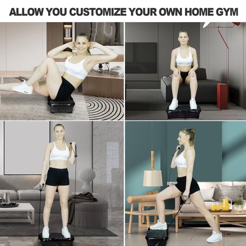 COSTWELL Vibration Plate Exercise Machine Whole Body Workout Vibration Fitness Platform Vibrating Exercise Board for Weight Loss. Home Gym Training Equipment with Resistance Bands. (Black)