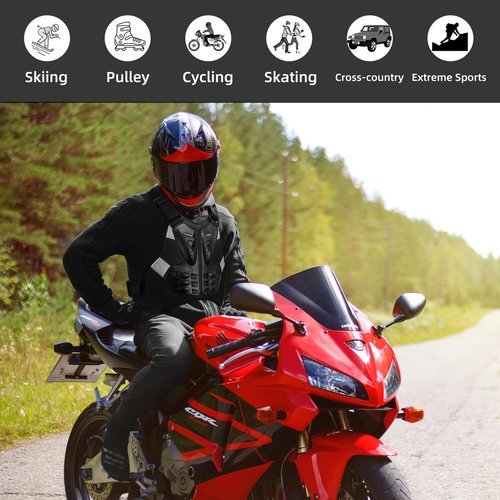 PELLOR Chest Protector Motorcycle, Dirt Bike Chest Protector Motocross Body Armor Vest, Motorcycle Gear for Men Off-Road Racing Body Armor Reflective Vest