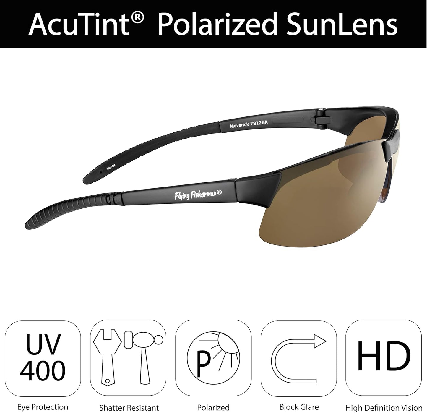 Flying Fisherman Maverick Polarized Sunglasses with AcuTint UV Blocker for Fishing and Outdoor Sports