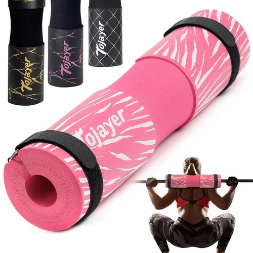 Tojayer Squat Pad Barbell Pad - Neck & Shoulder Protective Foam Workout Weight Lifting Bar Cushion for Lunges & Hip Thrusts, Fit Standard and Olympic Bars Perfectly, Pink