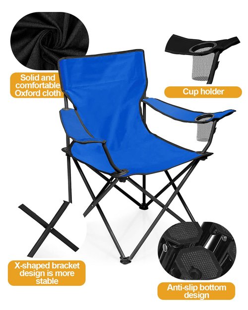 MOXTOYU Portable Camping Chairs Enjoy The Outdoors with a Versatile Folding Chair, Lightweight 2.2kg, Comfortable Beach Chair for Camping, Fishing, Parties, Barbecue,Blue