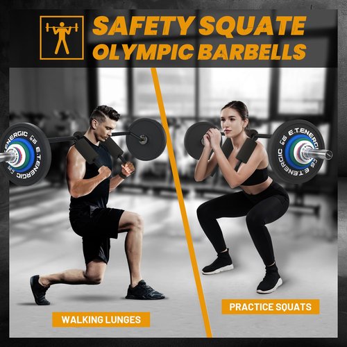 E.T.ENERGIC 7FT Safety Squat Bar Load 700LBS, 2" Sleeve Olympic Barbell with Comfortable Neck Pad, ideal for Free Weights Strength Training
