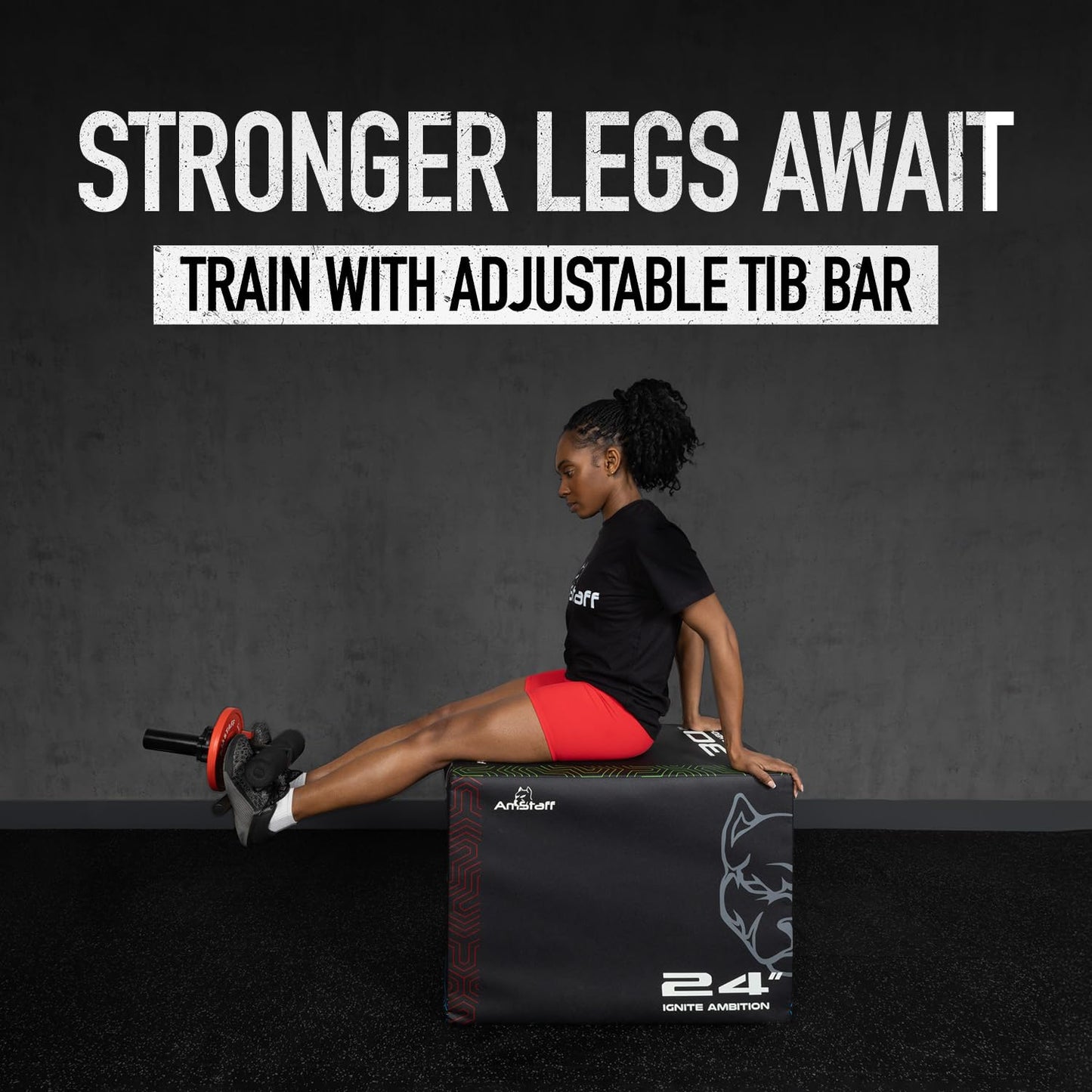 Amstaff Fitness Adjustable Tib Bar - Tibialis Anterior Trainer with Durable Steel Construction & Comfortable High-Density Foam - Perfect for Home & Professional Gyms