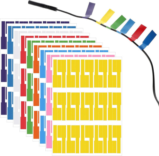 810 Pcs Cable Labels 9 Colors Waterproof Wire Labels Electrical Cord Label for Management Electronics Cables Tags Self Adhesive Cord Label Printable for Laser Printer and Handwriting