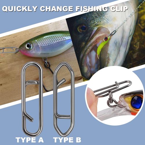 BCTEPTFOTL 200pcs Fishing Power Clips, High Strength Speed Clips Stainless Steel Quick Change Clip, Freshwater Saltwater Crankbait Popper Lures Fast Link Snap Connector