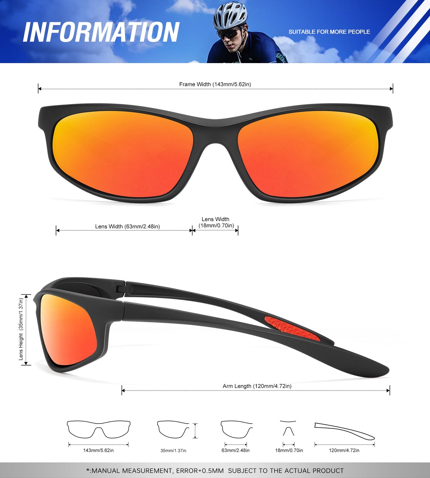 KALIYADI Mens-Sunglasses Polarized Sunglasses-Men Sports: Sport Sun Glasses for Running Cycling Fishing with UV Protection