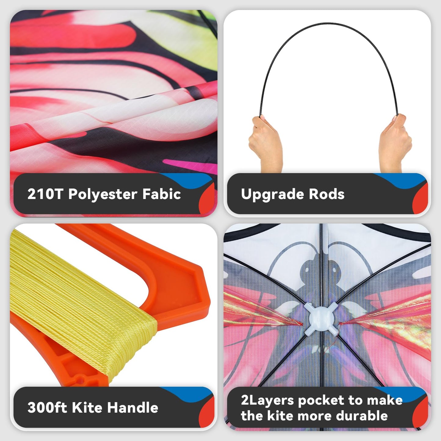SGftre Red Tulle Butterfly Kite for Kids & Adults ，Easy to Fly Outdoor Fun Sports Beach Kids Children Outdoor Toys Kites (Tulle Butterfly-red)