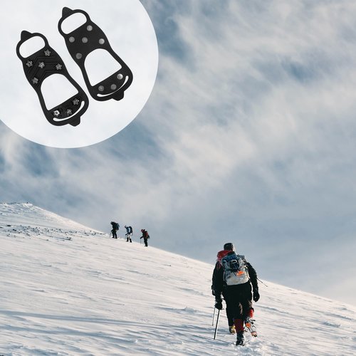 WBCBEC 2 Pairs Non Slip Gripper Spike Ice Traction Cleats Walk Traction Cleat Ice Snow Grips for Shoes, Boot with 8 Steel Studs Crampons