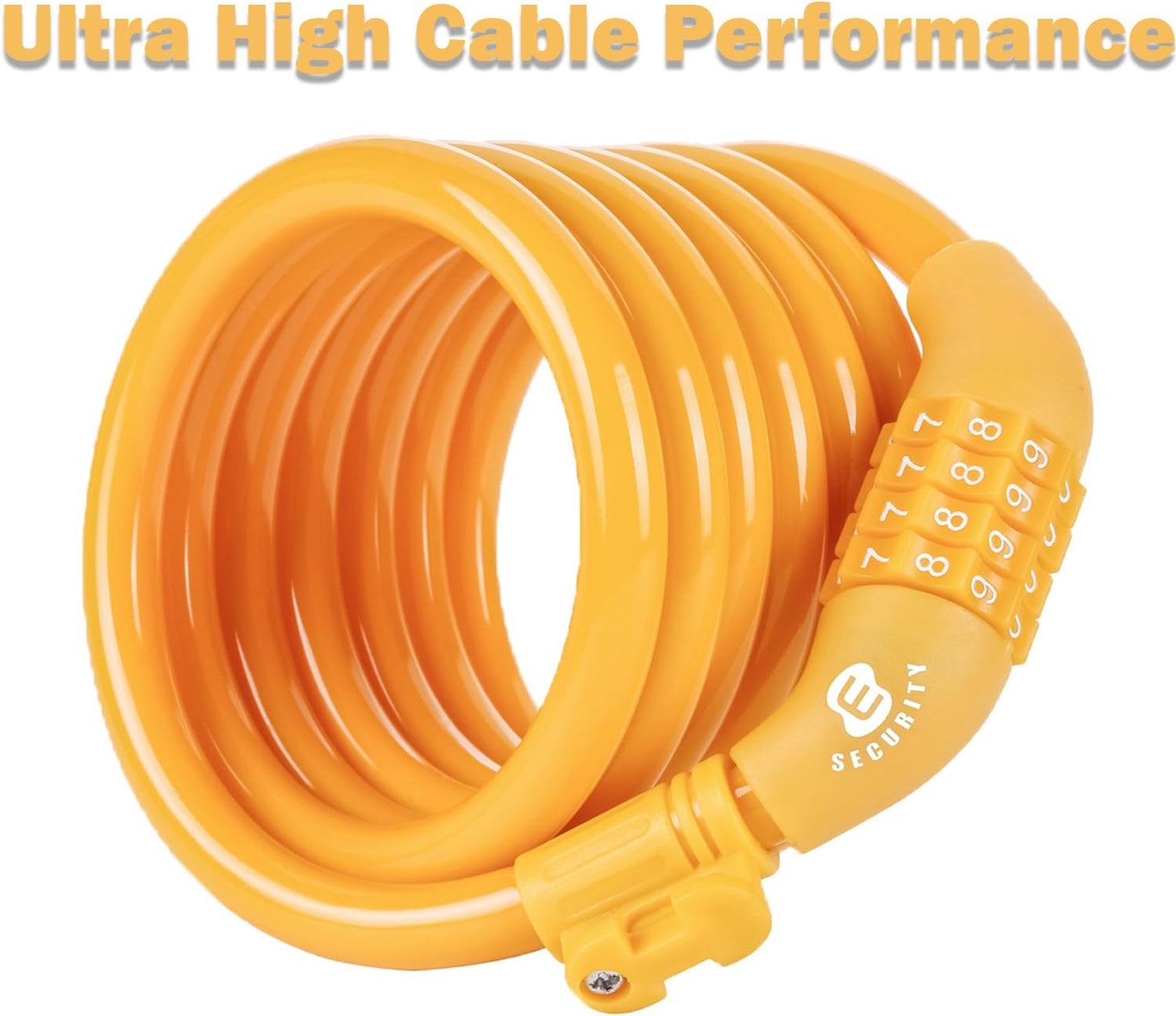 Secure Etronic 6ft Coiled Bike Lock - Resettable Combo Lock with Mounting Bracket