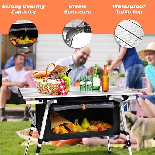 CampLand Aluminum Table Height Adjustable Folding Table Camping Outdoor Lightweight for Camping, Beach, Backyards, BBQ, Party
